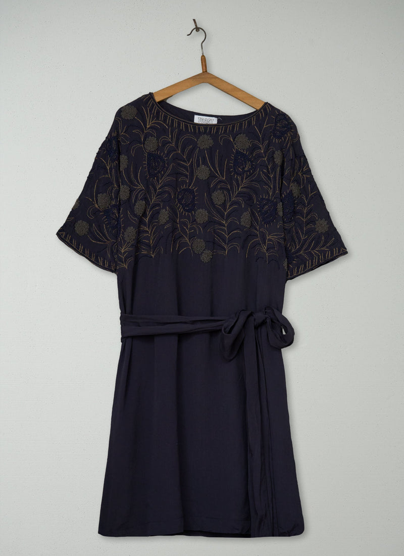 Reworn Beaded Kimono Dress Size 16 (2001) | Multi