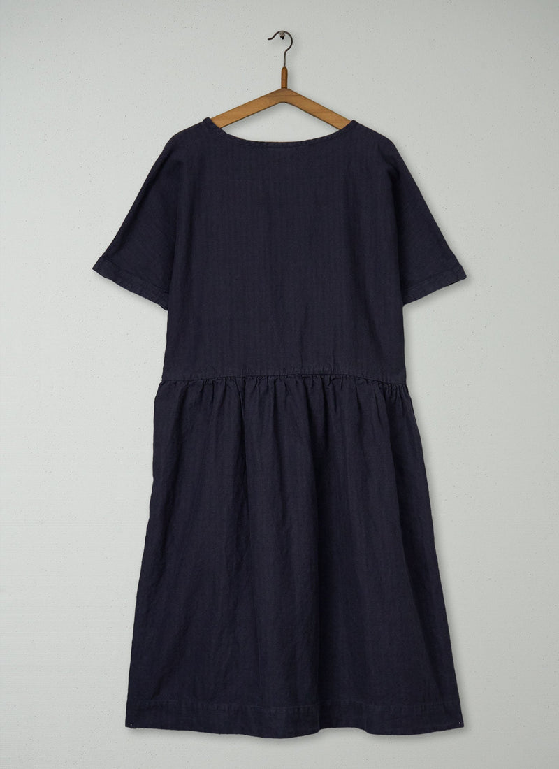 Reworn Gathered Waist Dress Size 14 (1669) | Petrol
