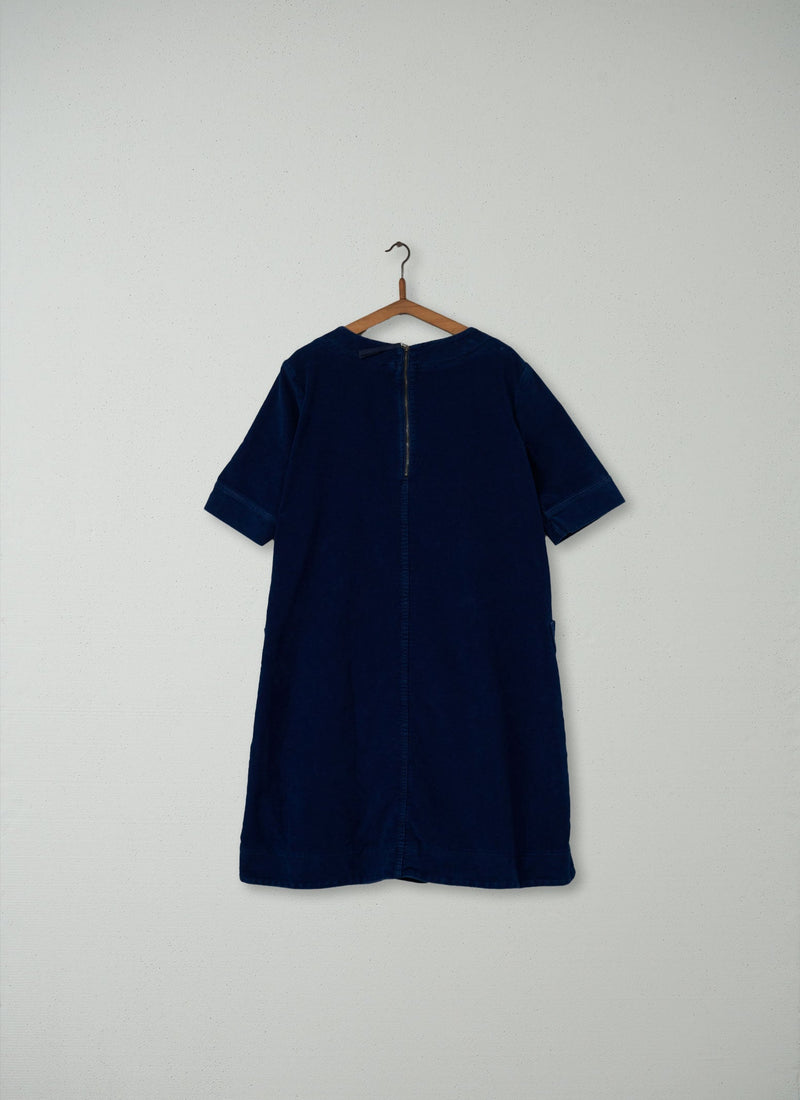 Reworn Moleskin Dora Dress Size 16 (220) | Blue