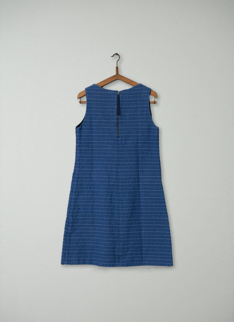 Reworn Dora Stripe Dress Size 8 (238) | Blue