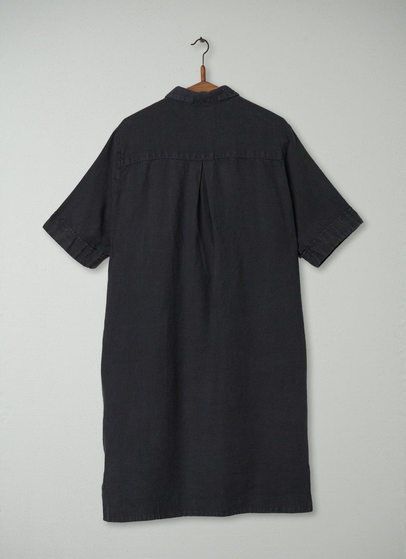 Reworn Linen Shirt Dress Size 14 (291) | Charcoal
