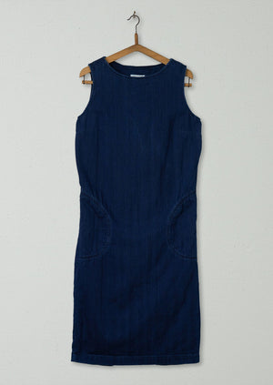 Reworn Herringbone Cross Back Dress Size 12 (689) | Indigo