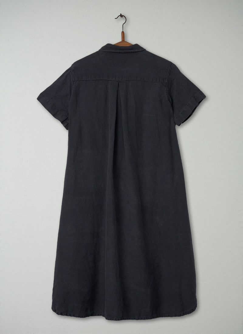 Reworn Swingy Linen Shirt Dress Size 12 (368) | Slate