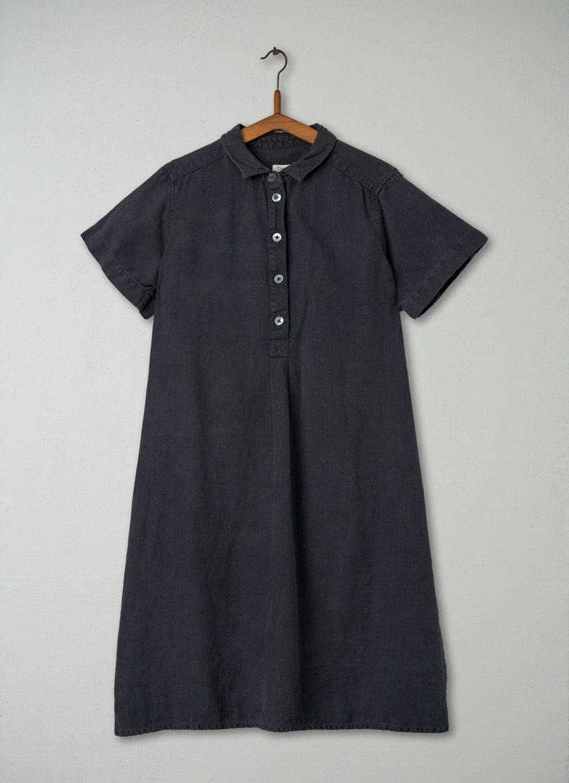 Reworn Swingy Linen Shirt Dress Size 12 (368) | Slate