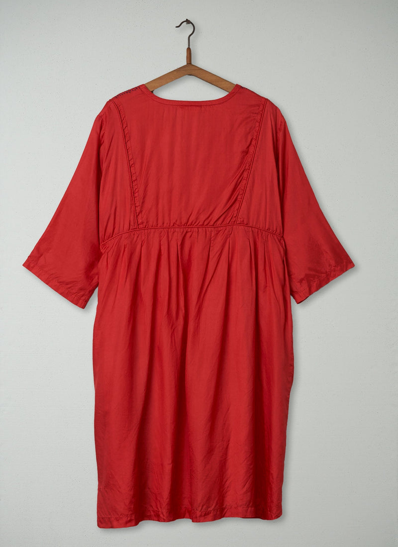 Reworn Silk Dress Size 16 (308) | Red