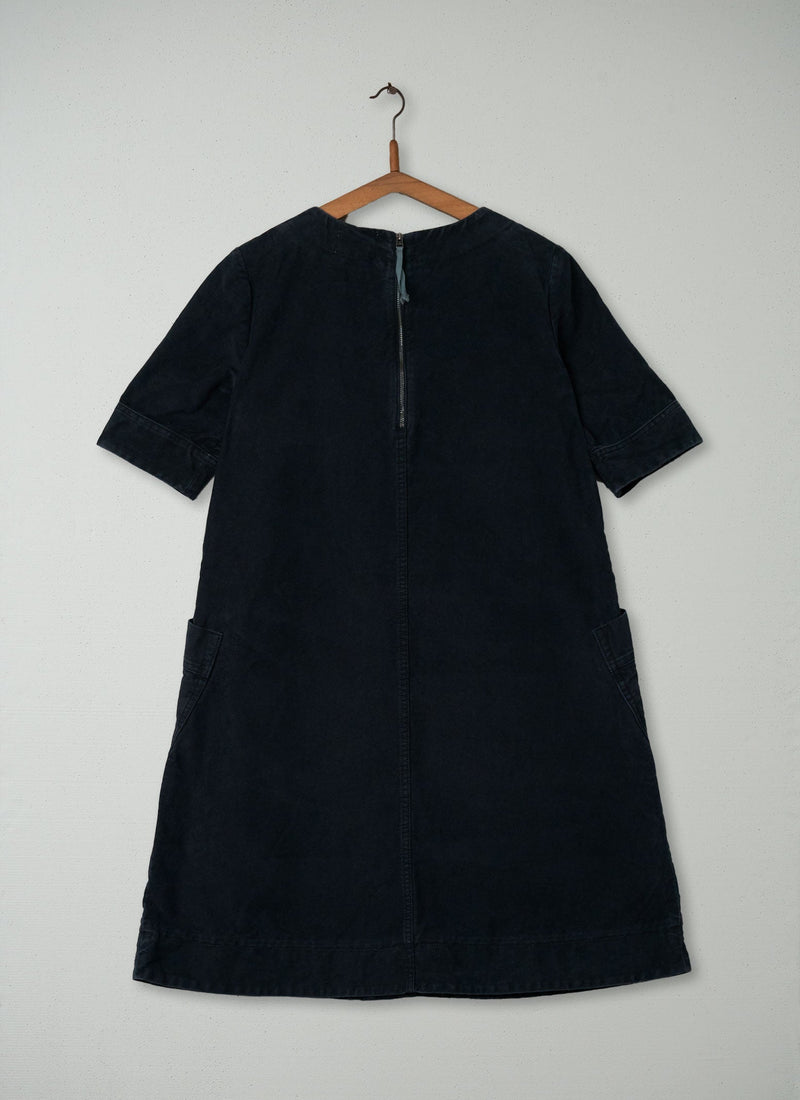 Reworn Moleskin Dora Dress Size 14 (298) | Blue