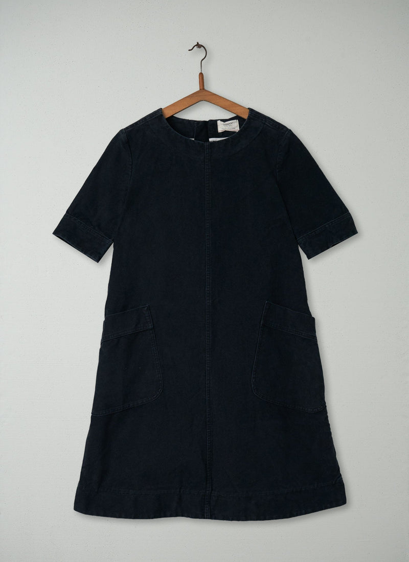 Reworn Moleskin Dora Dress Size 14 (298) | Blue