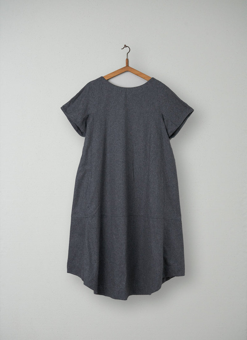 Reworn Wool Flannel Dress Size 12 (112) | Grey