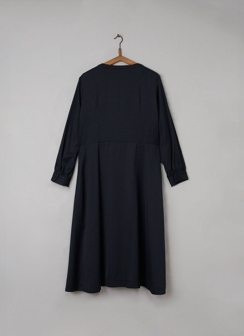 Reworn Satin Jacquard Dress Size 14 (084) | Black