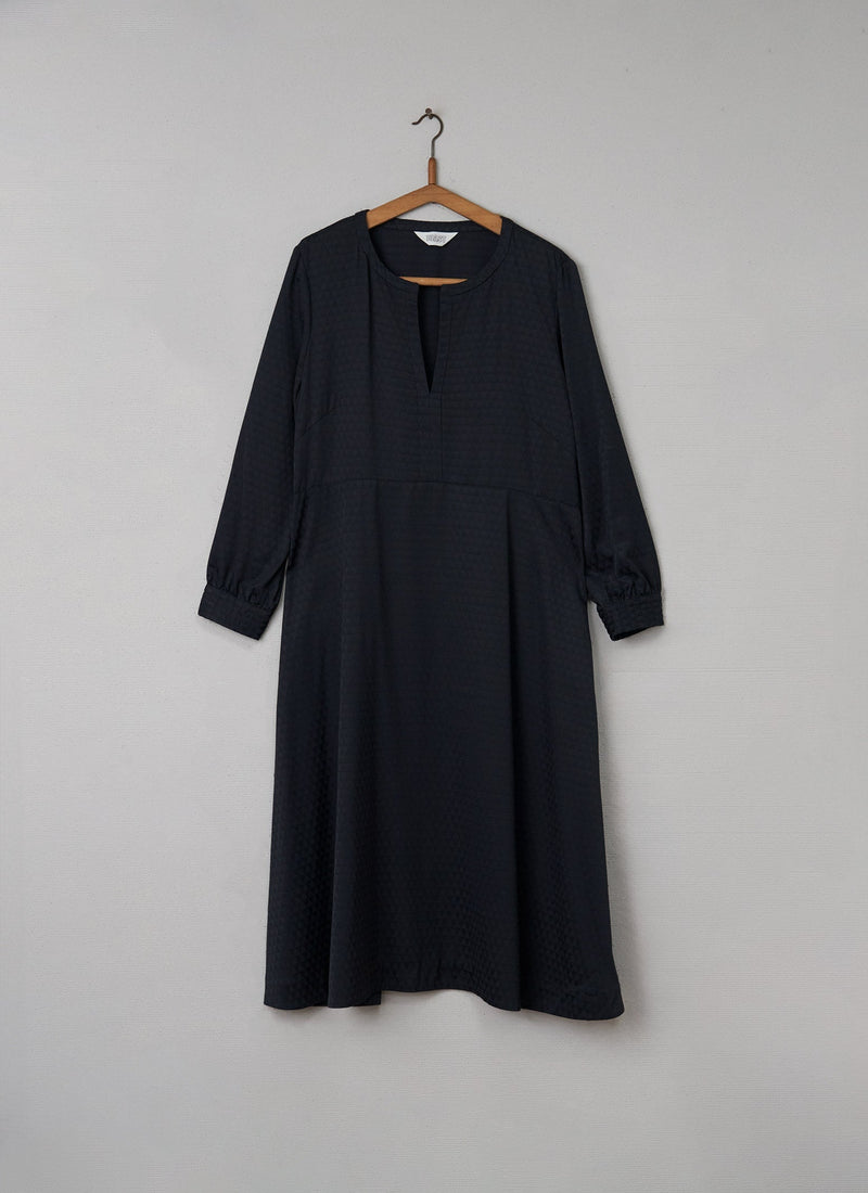 Reworn Satin Jacquard Dress Size 14 (084) | Black