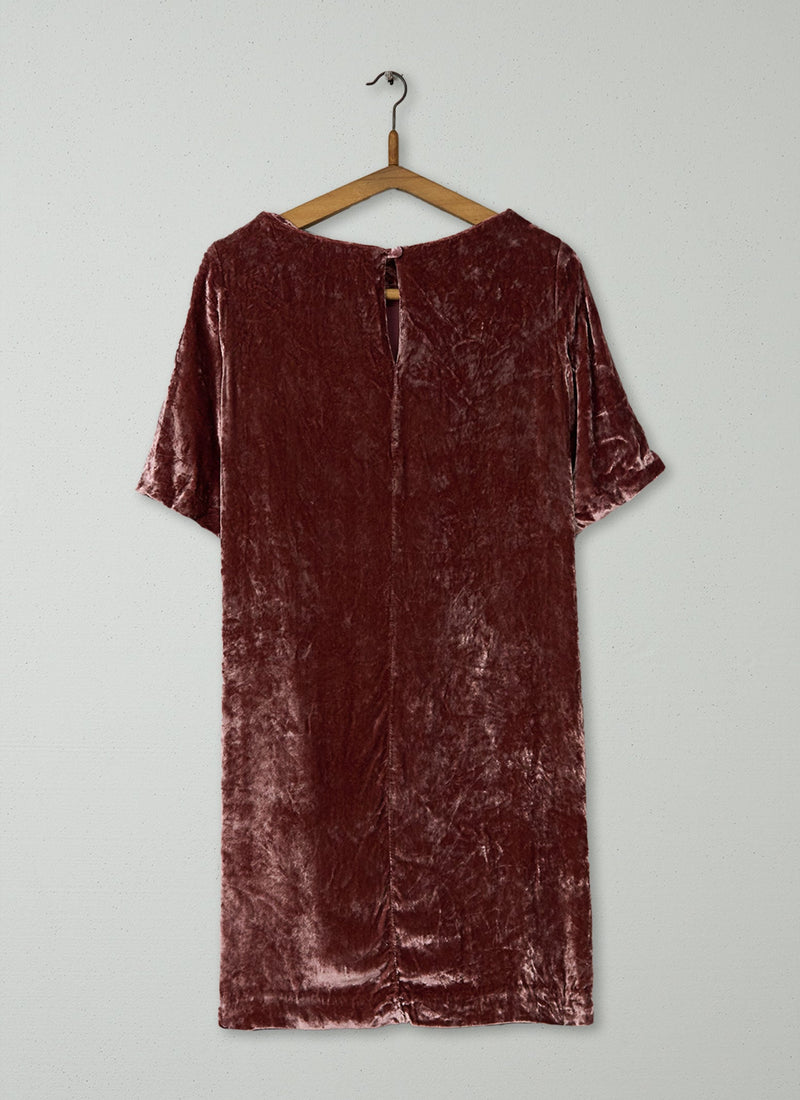 Reworn Silk Velvet Tunic Size 8 (1449) | Blush