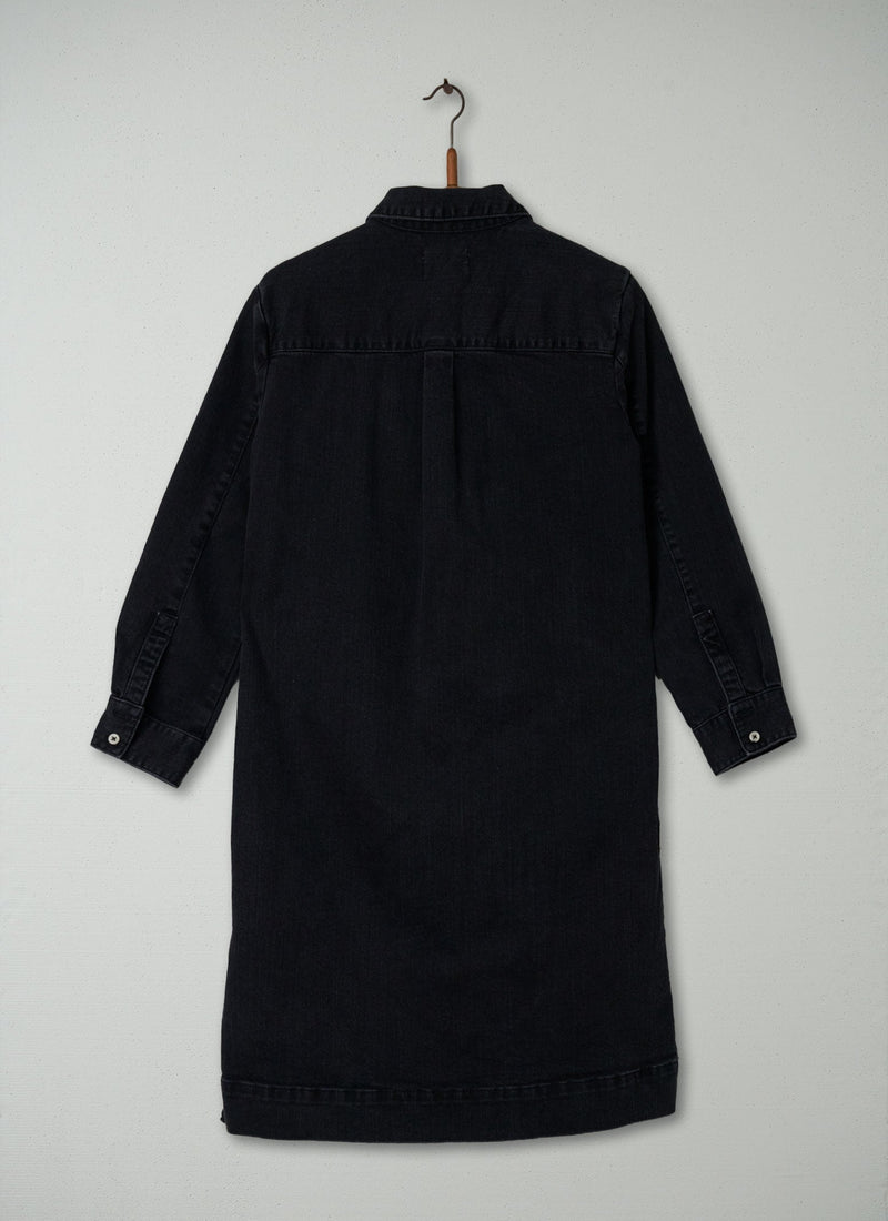 Reworn Denim Shirt Dress Size 10 (364) | Black
