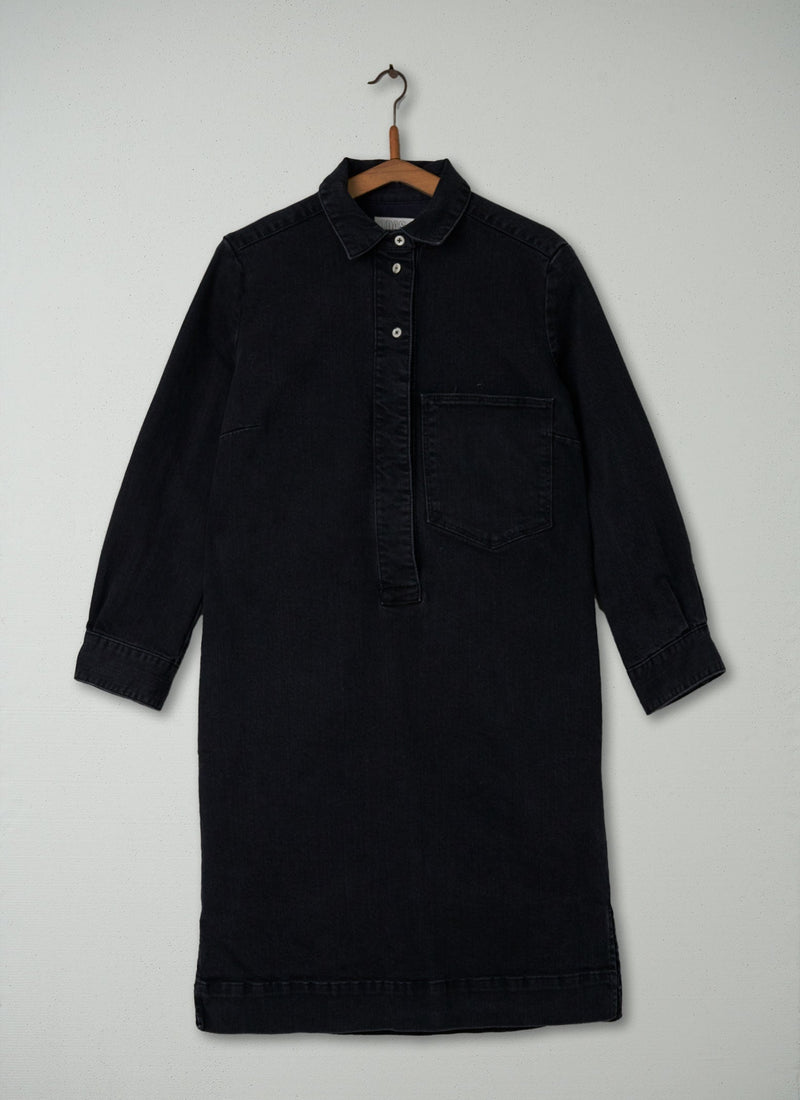 Reworn Denim Shirt Dress Size 10 (364) | Black
