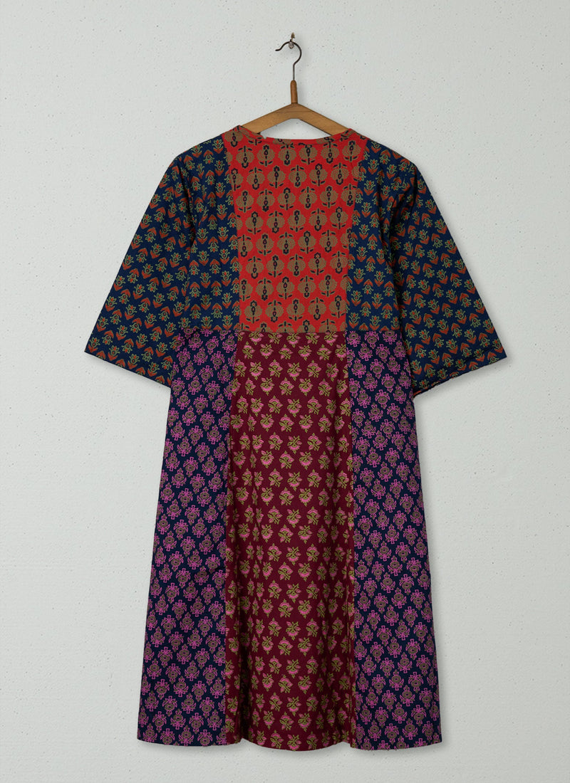 Reworn Block Print Cotton Dress Size 14 (2025) | Multi
