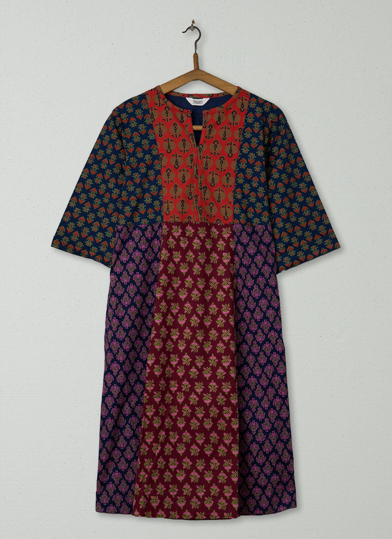 Reworn Block Print Cotton Dress Size 14 (2025) | Multi
