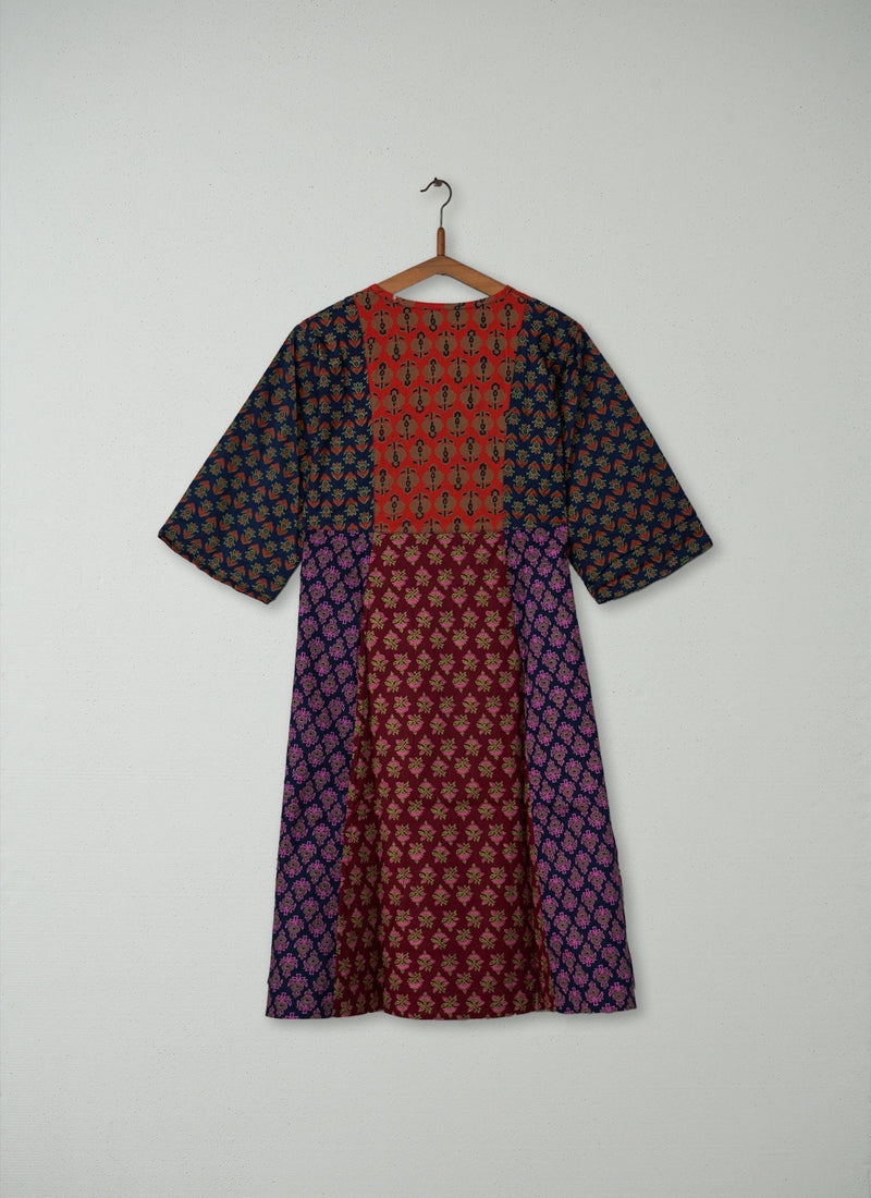 Reworn Block Print Cotton Dress Size 8 (319) | Multi