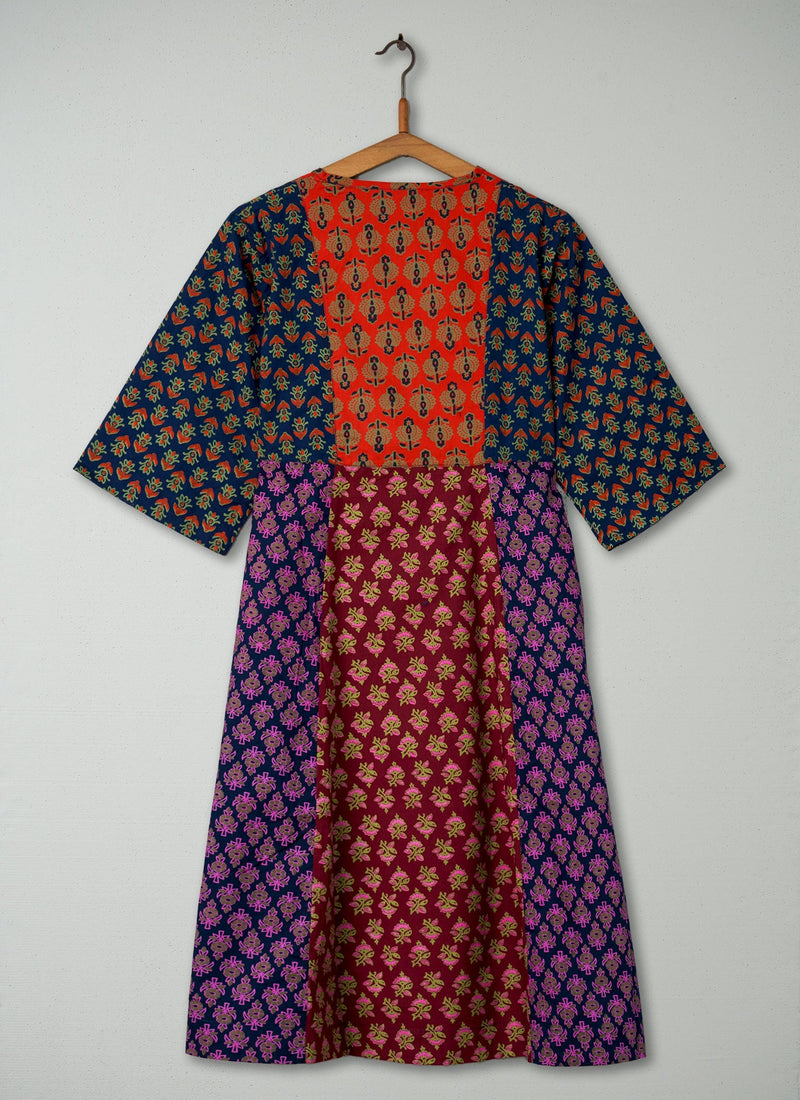 Reworn Block Print Cotton Dress Size 8 (400) | Multi