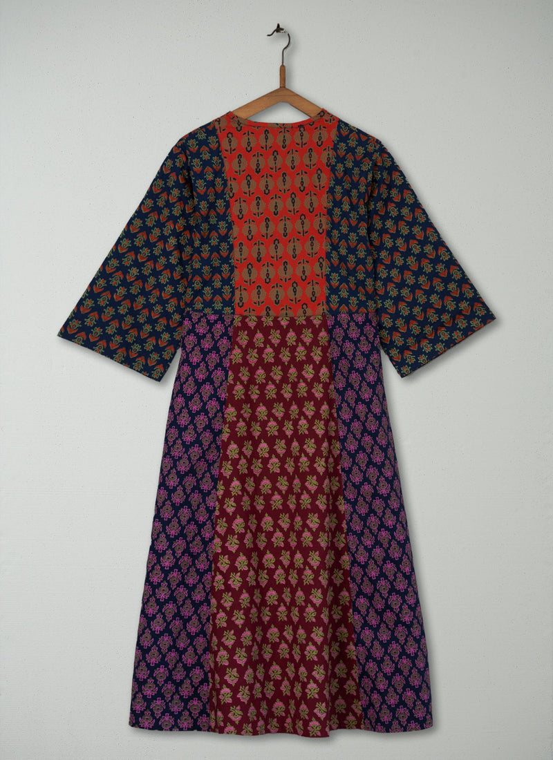 Reworn Block Print Cotton Dress Size 8 (461) | Multi