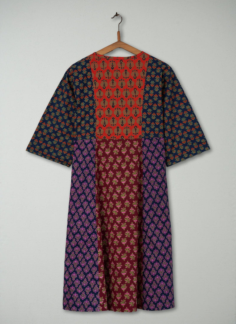 Reworn Block Print Cotton Dress Size 8 (481) | Multi