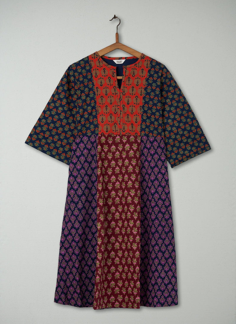 Reworn Block Print Cotton Dress Size 8 (481) | Multi