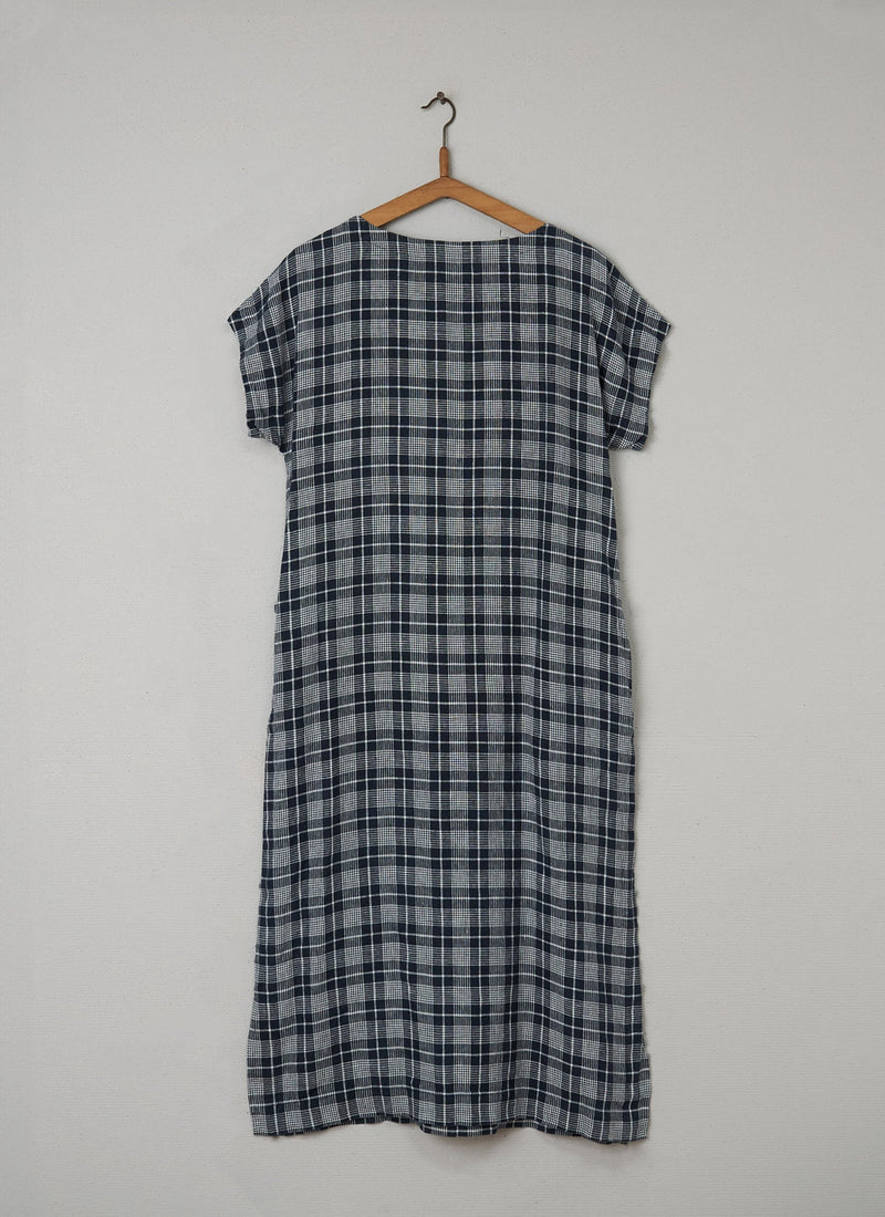 Reworn Check Dress Size 12 (091) | Navy/Off White