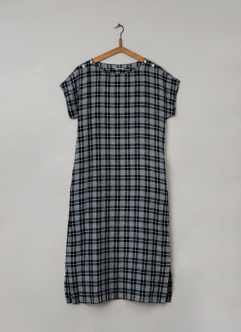 Reworn Check Dress Size 12 (091) | Navy/Off White