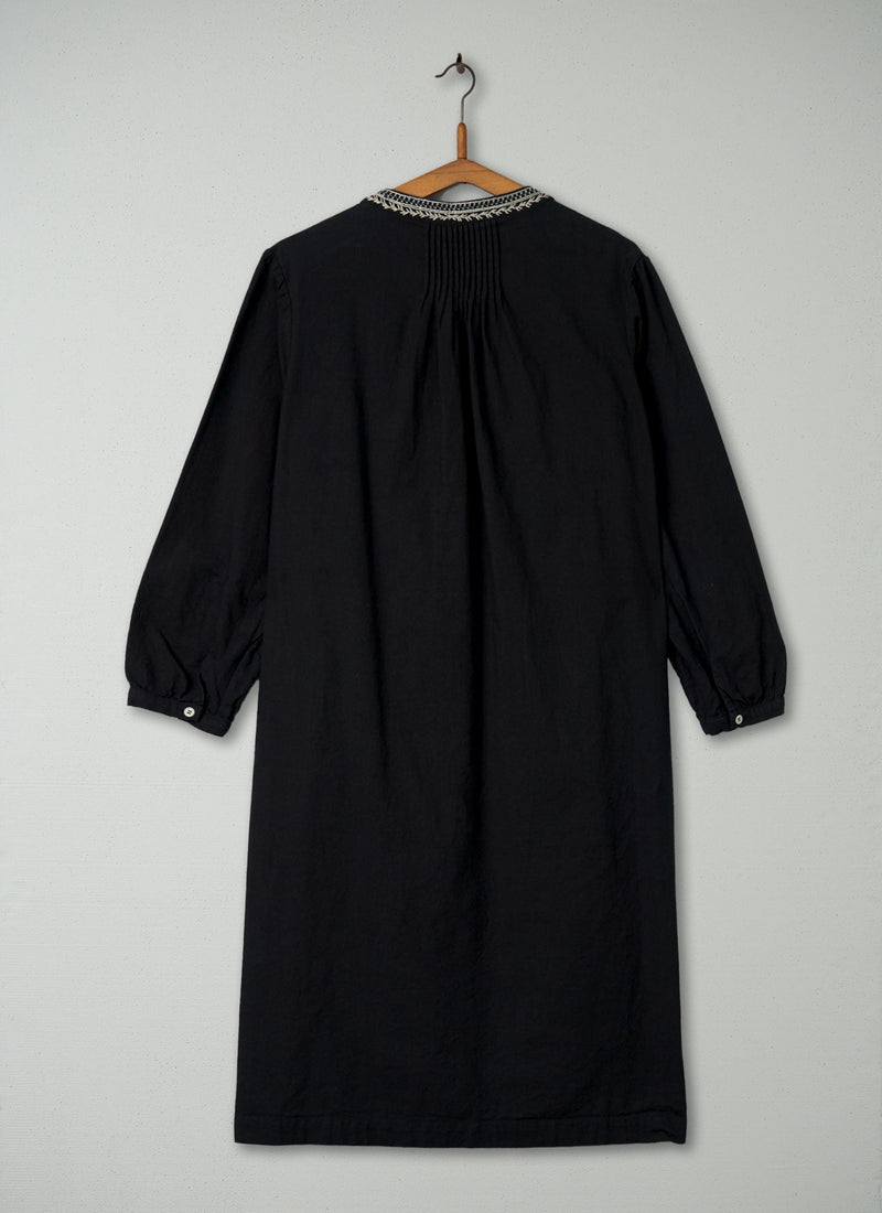 Reworn Cotton Embroidered Dress Size 10 (397) | Black