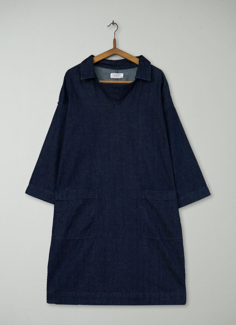 Reworn Denim Long Smock Tunic Size 18 (1224) | Indigo