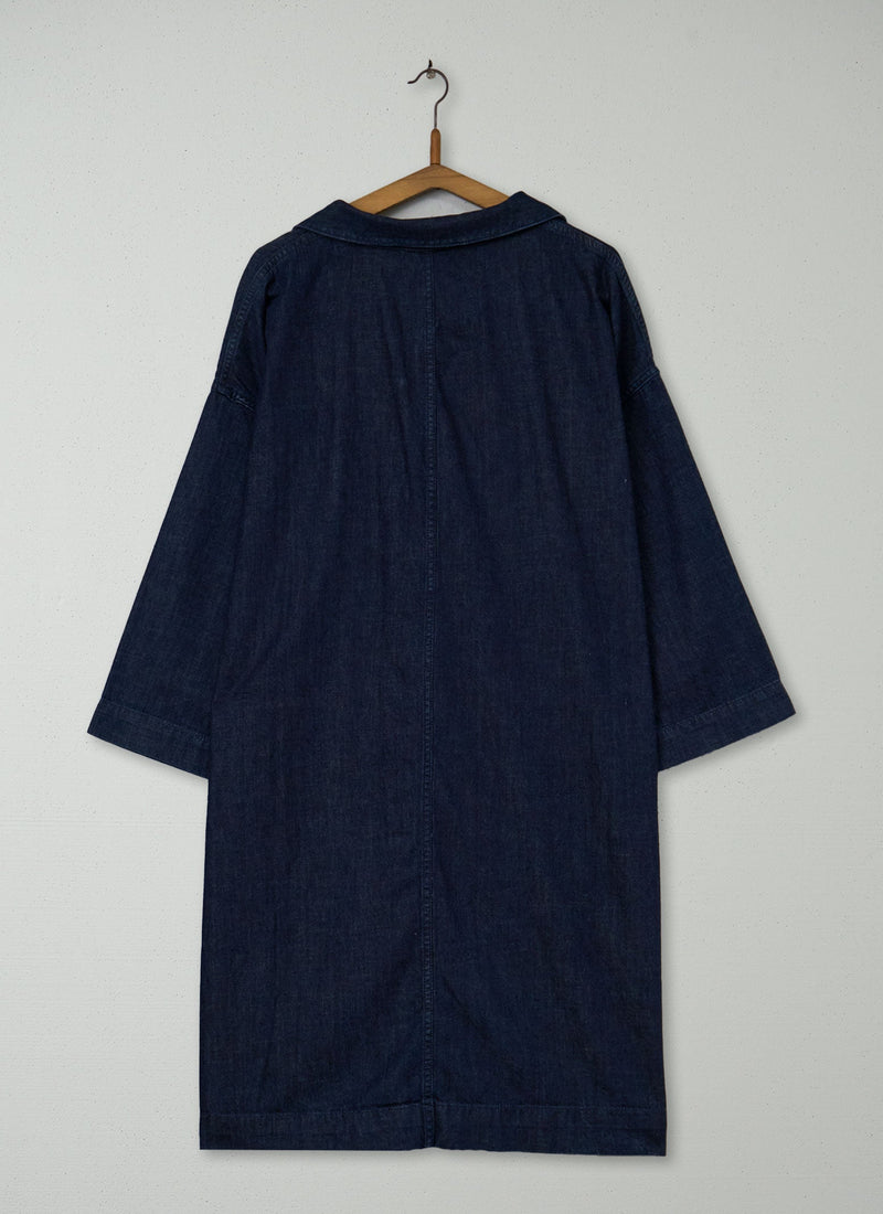 Reworn Denim Long Smock Tunic Size 18 (1925) | Indigo