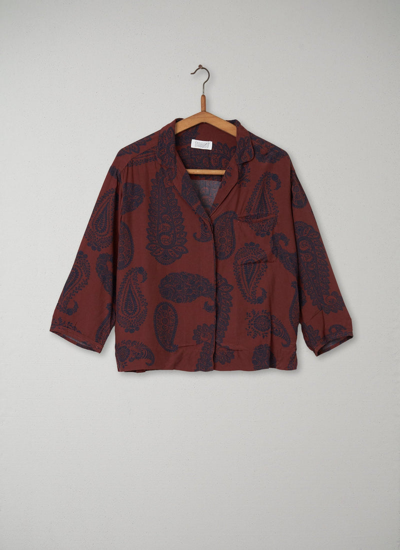 Reworn Paisley Print Top Size 8 (052) | Red