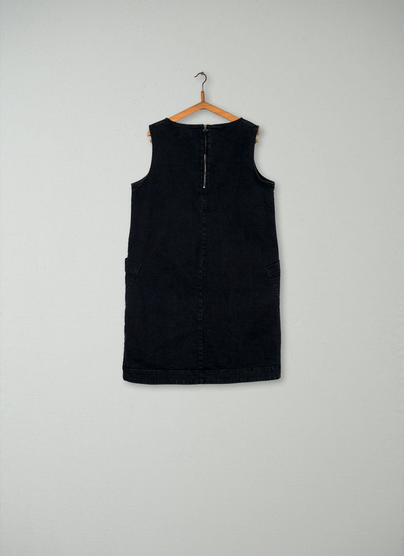 Reworn Denim Shift Dress Size 16 (192) | Black