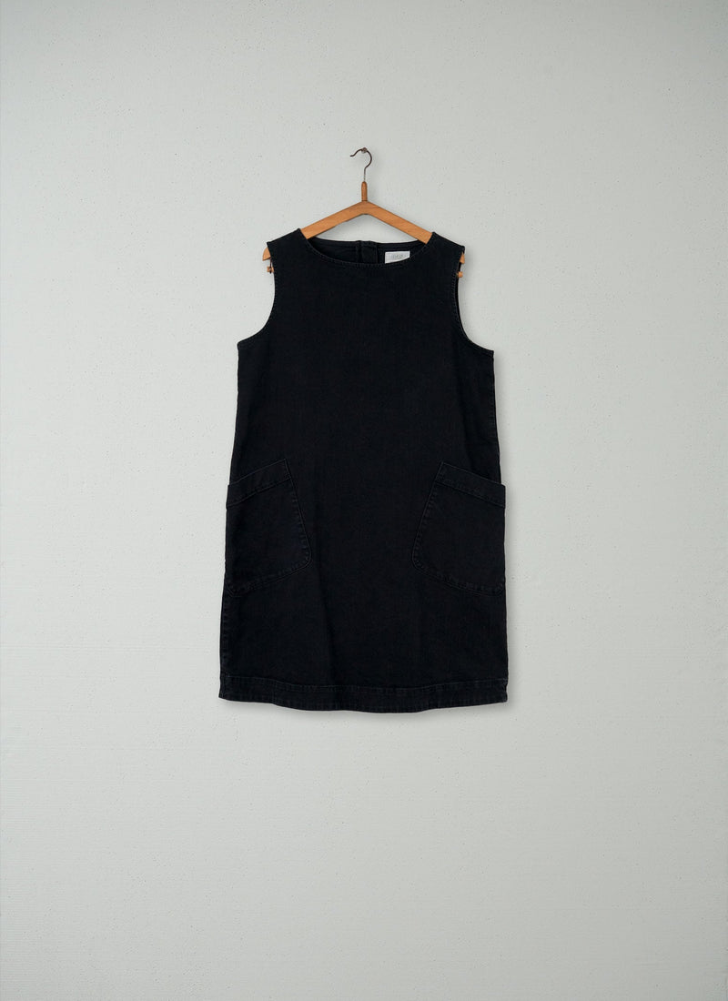 Reworn Denim Shift Dress Size 16 (192) | Black