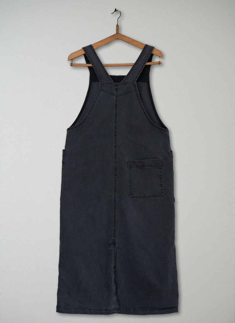 Reworn Cotton Twill Pinafore Dress Size 10 (463) | Charcoal