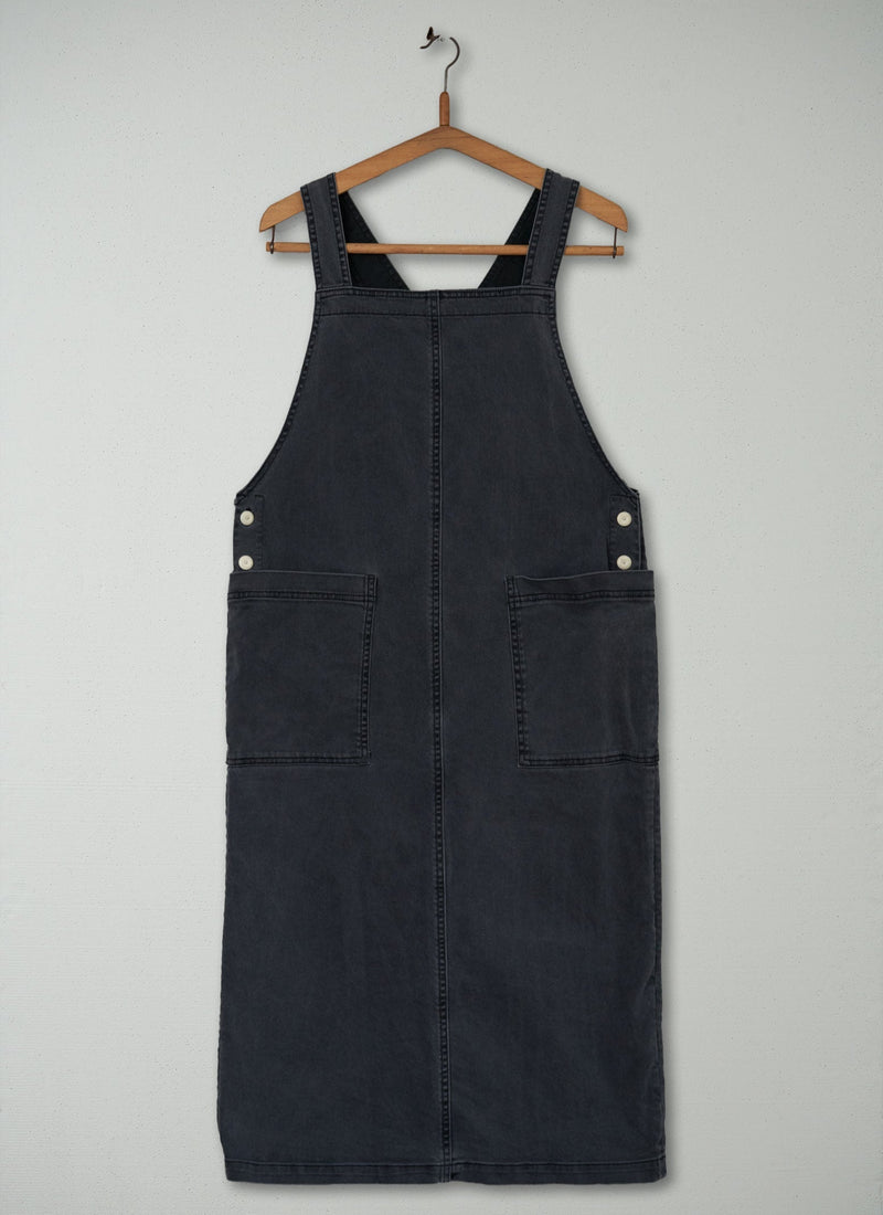 Reworn Cotton Twill Pinafore Dress Size 10 (463) | Charcoal