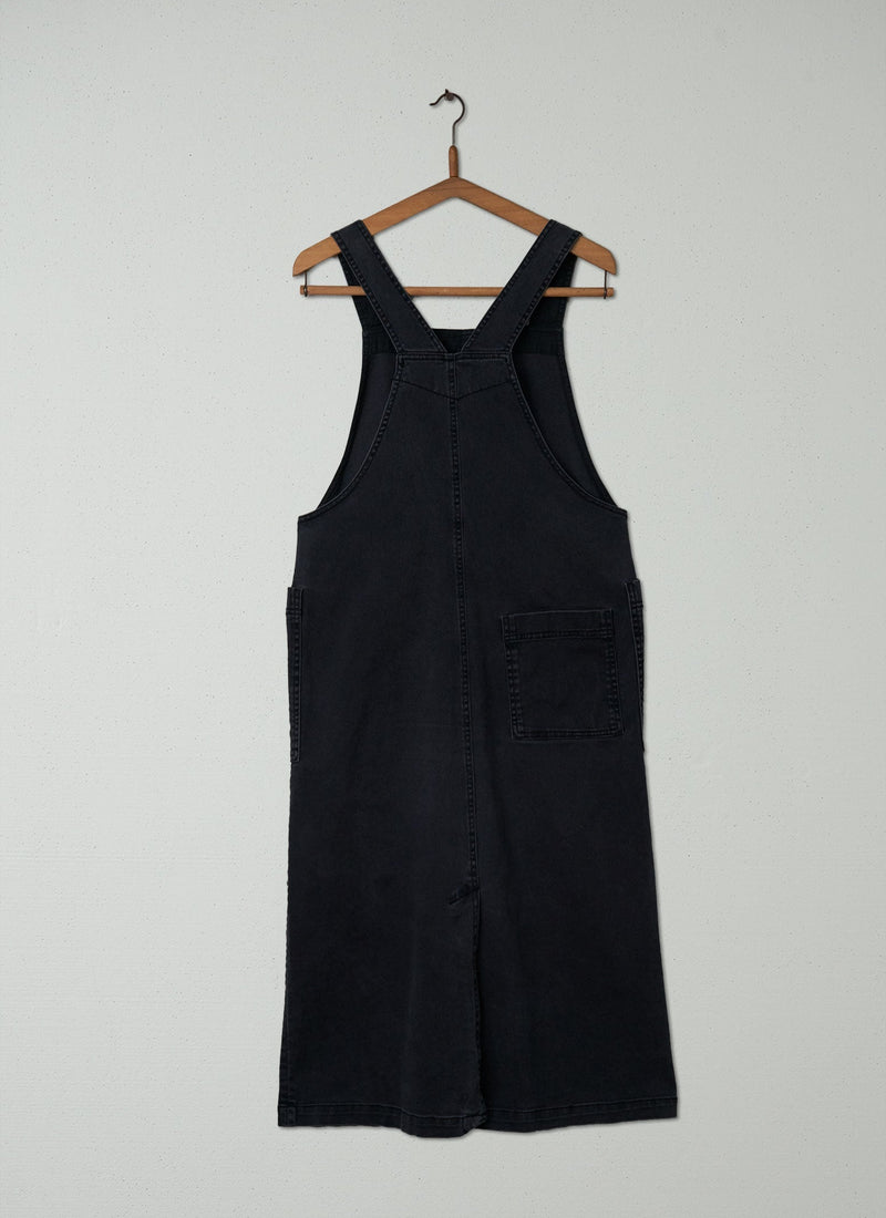 Reworn Cotton Twill Pinafore Dress Size 8 (321) | Washed Black