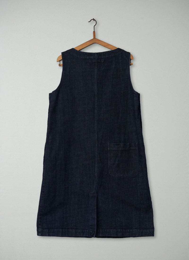 Reworn Sleeveless Denim Dress Size 14 (294) | Indigo