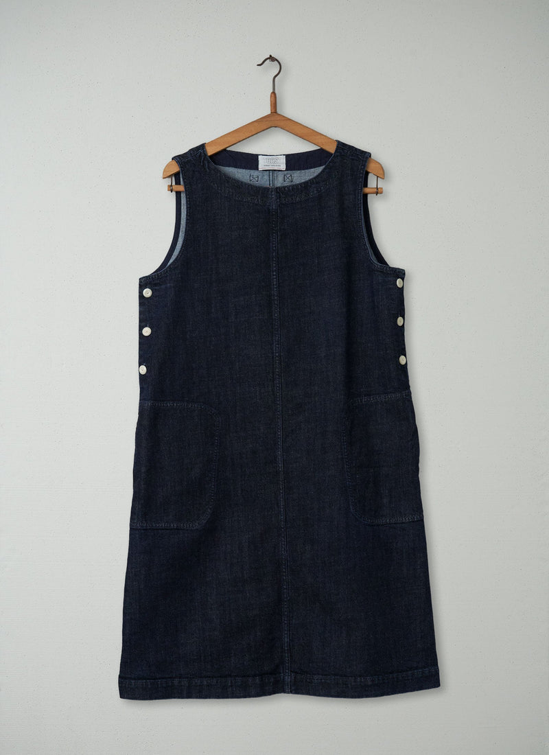 Reworn Sleeveless Denim Dress Size 14 (294) | Indigo