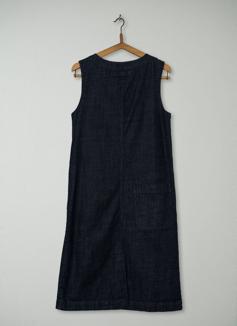 Reworn Denim Button Shift Dress Size 12 (1446) | Indigo