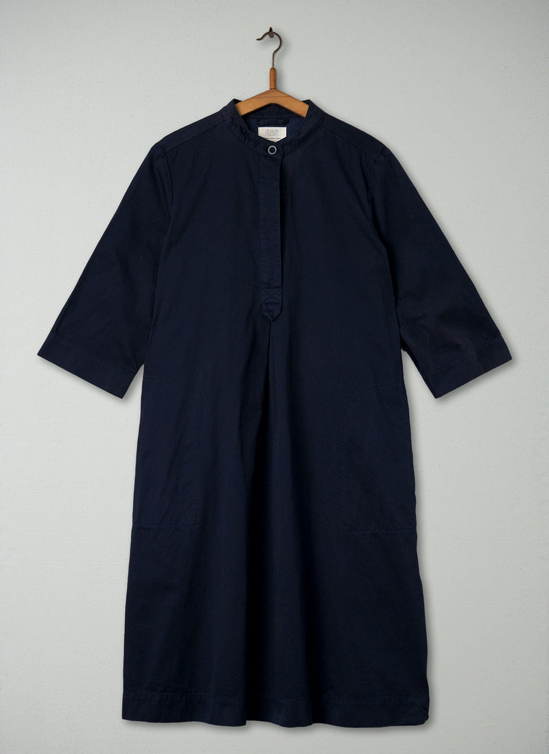 Reworn Cotton Twill Shirt Dress Size 14 (404) | Navy