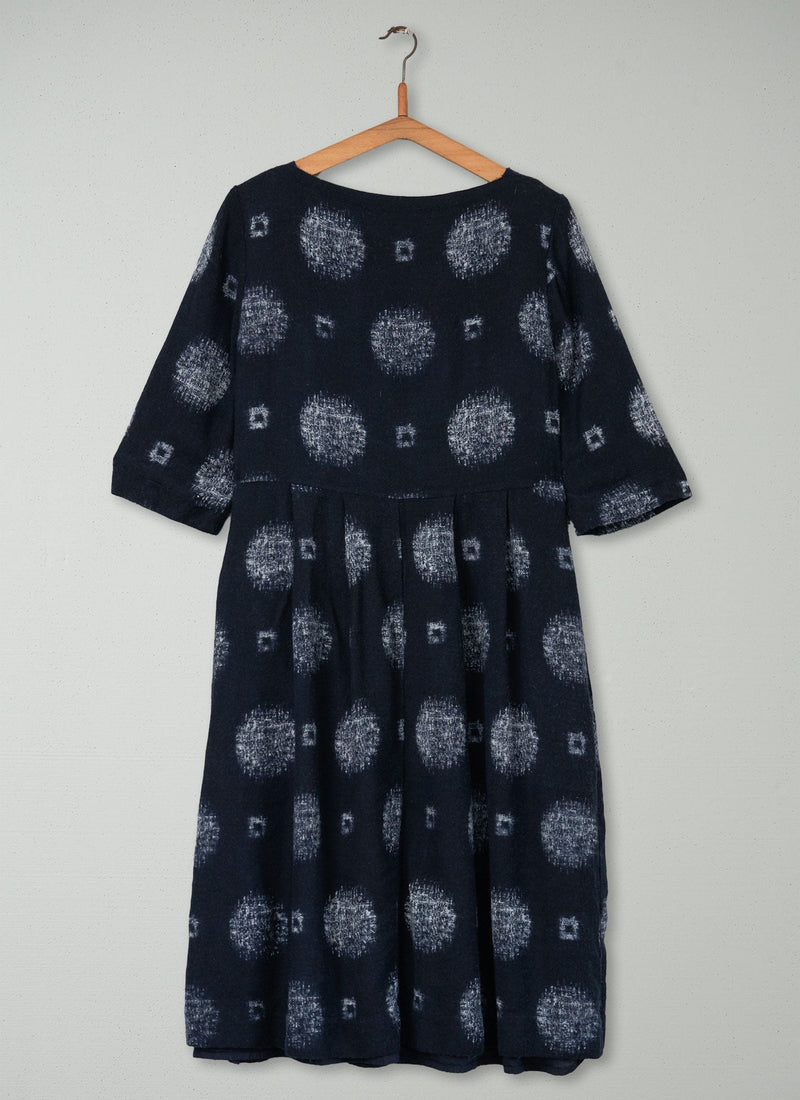 Reworn Franca Print Dress Size 10 (503) | Navy