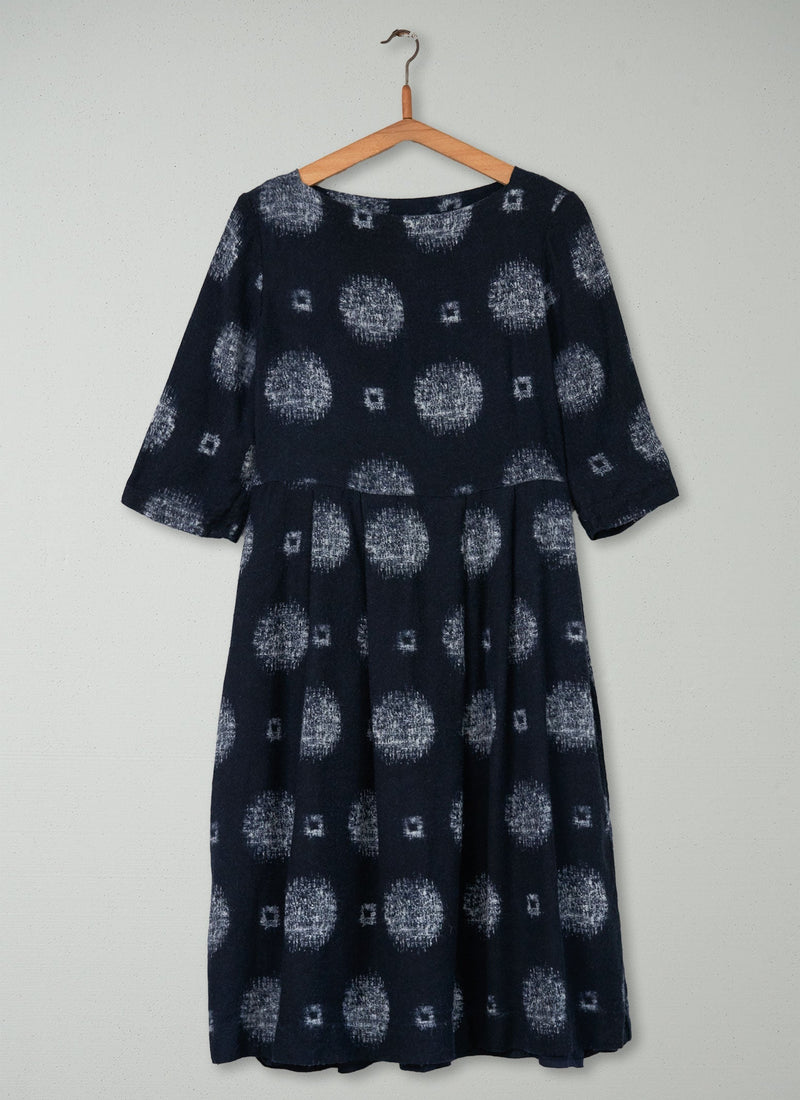 Reworn Franca Print Dress Size 10 (503) | Navy