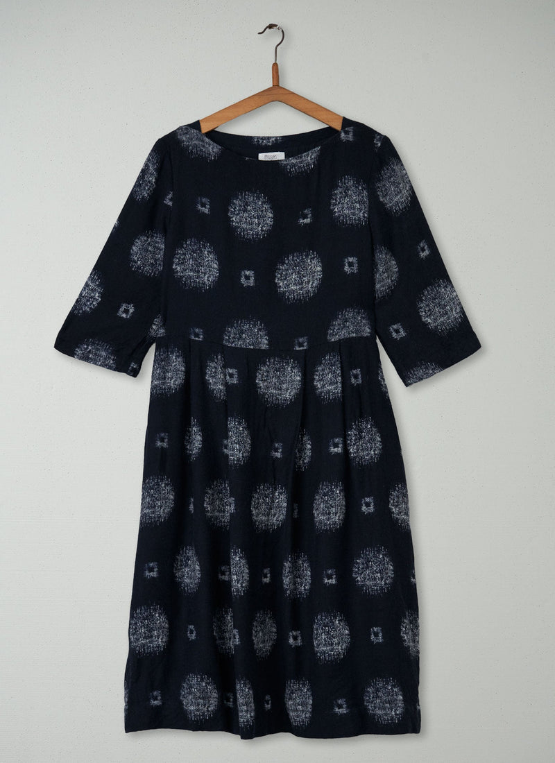 Reworn Franca Print Dress Size 12 (467) | Navy