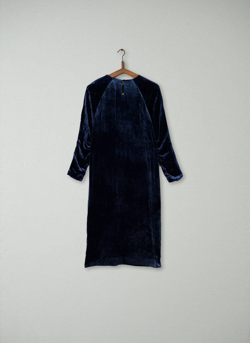 Reworn Silk Velvet Dress Size 10 (204) | Blue Dusk