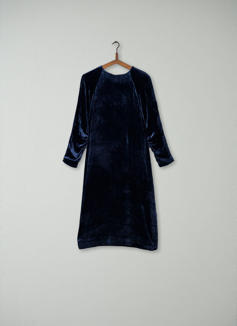 Reworn Silk Velvet Dress Size 10 (204) | Blue Dusk