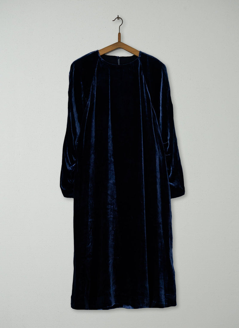 Reworn Silk Velvet Dress Size 10 (2267) | Blue Dusk