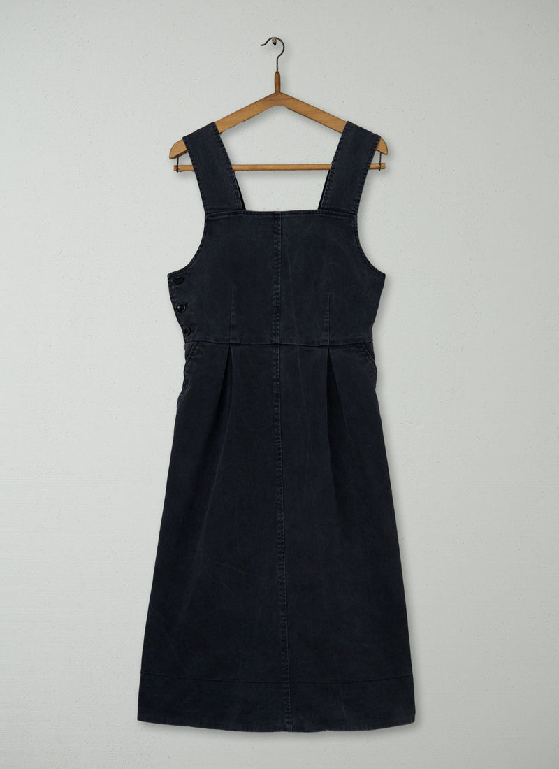 Reworn Denim Pinafore Dress Size 10 (1635) | Washed Black
