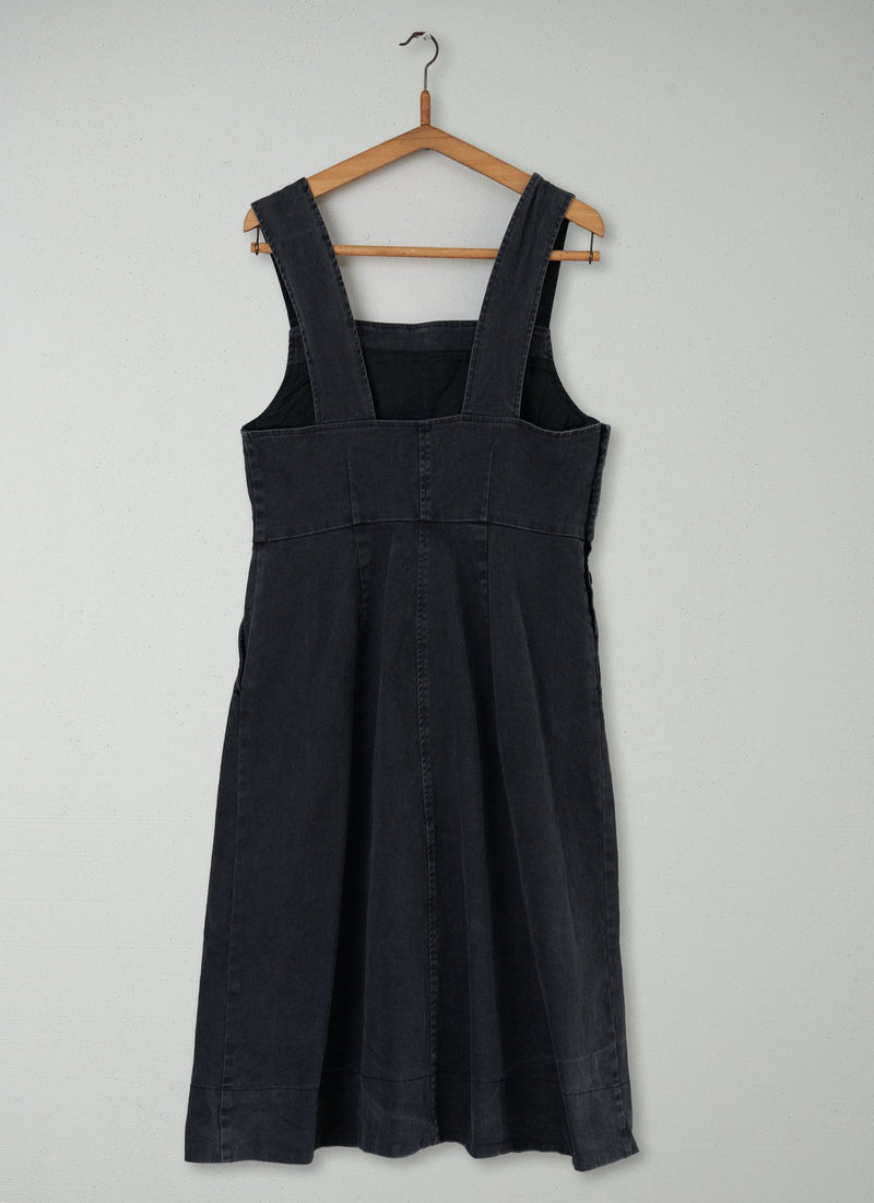 Reworn Cotton Twill Pinafore Dress Size 12 (455) | Charcoal