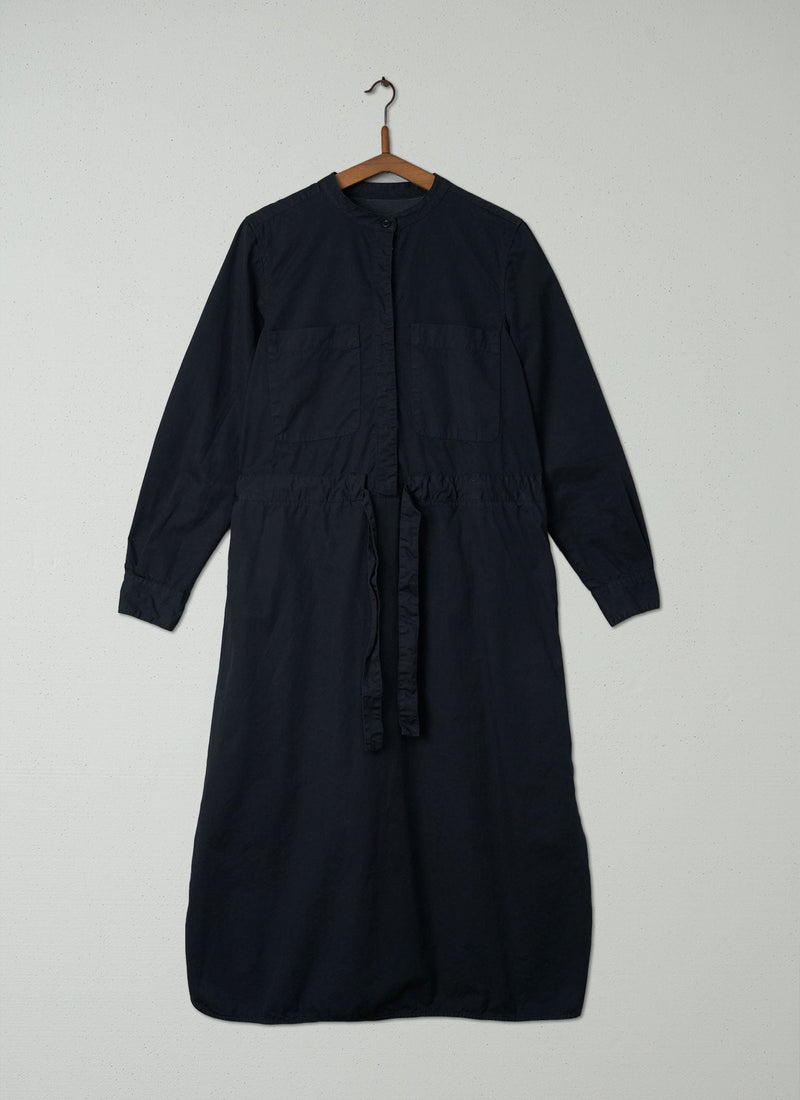 Reworn Cotton Twill Drawstring Dress Size 12 (317) | Anthracite Blue