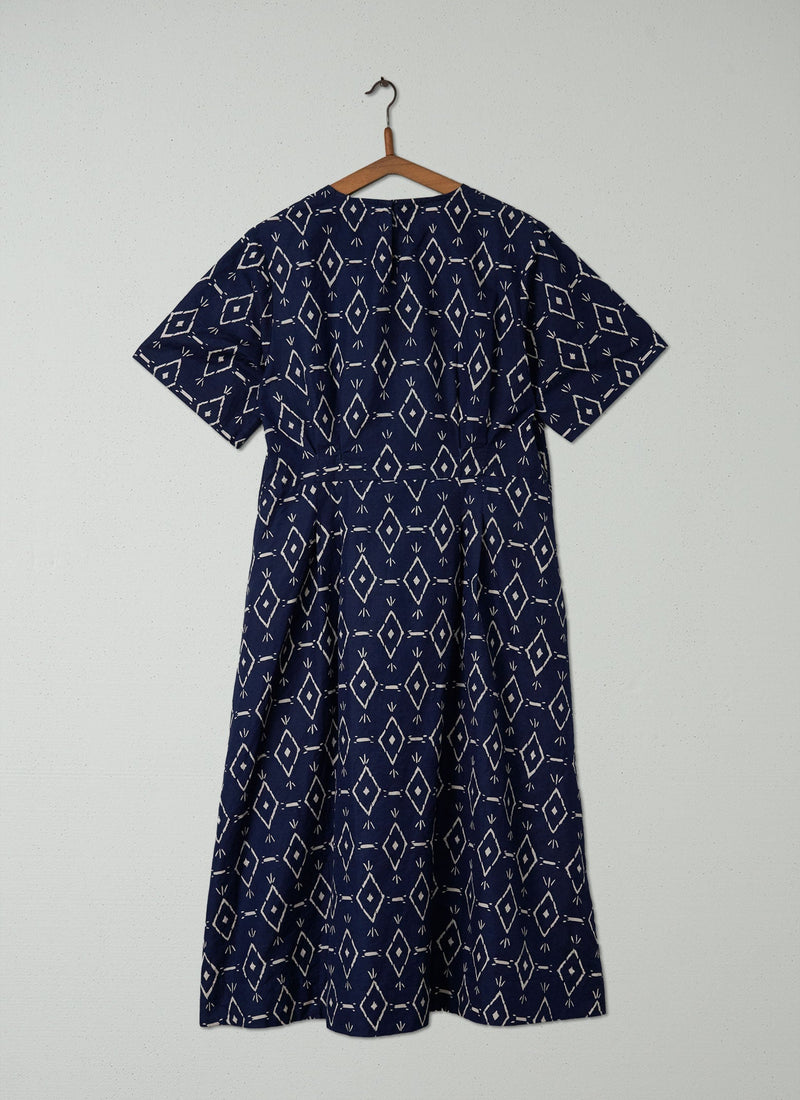 Reworn Hanne Linen Cotton Dress Size 14 (318) | Navy