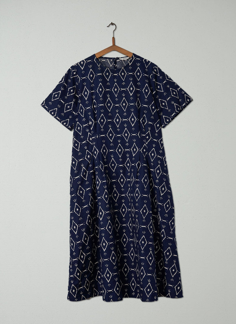 Reworn Hanne Linen Cotton Dress Size 14 (318) | Navy